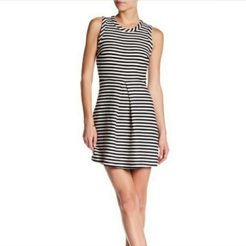 Madewell Sleeveless Striped Fit and Flare Afternoon Dress Cotton Blend Sz Small